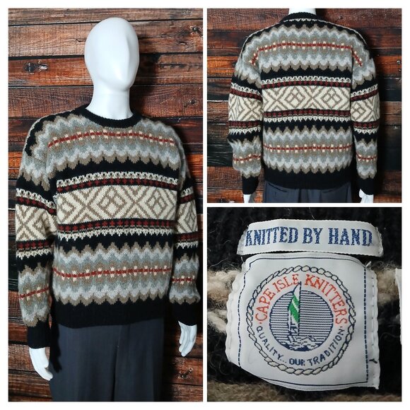 Cape Isle Knitters Vintage Sweater Mens M 100% Shetland...